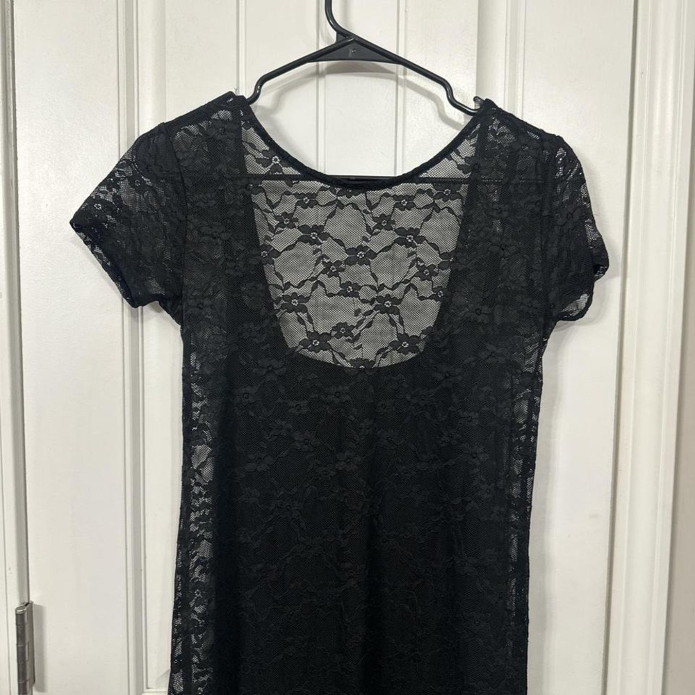 Wild Fable black floral lace sheer maxi dress. Medium